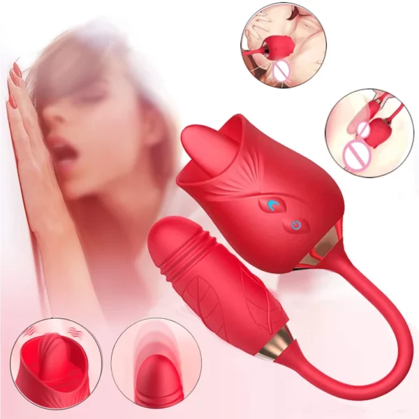 Rose Tongue Vibrator with Thrusting Vibrator Sex Toys for Women - 35 - Image 4