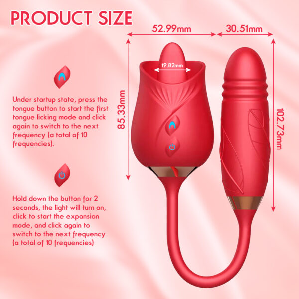 Rose Tongue Vibrator with Thrusting Vibrator Sex Toys for Women - 35 - Image 6